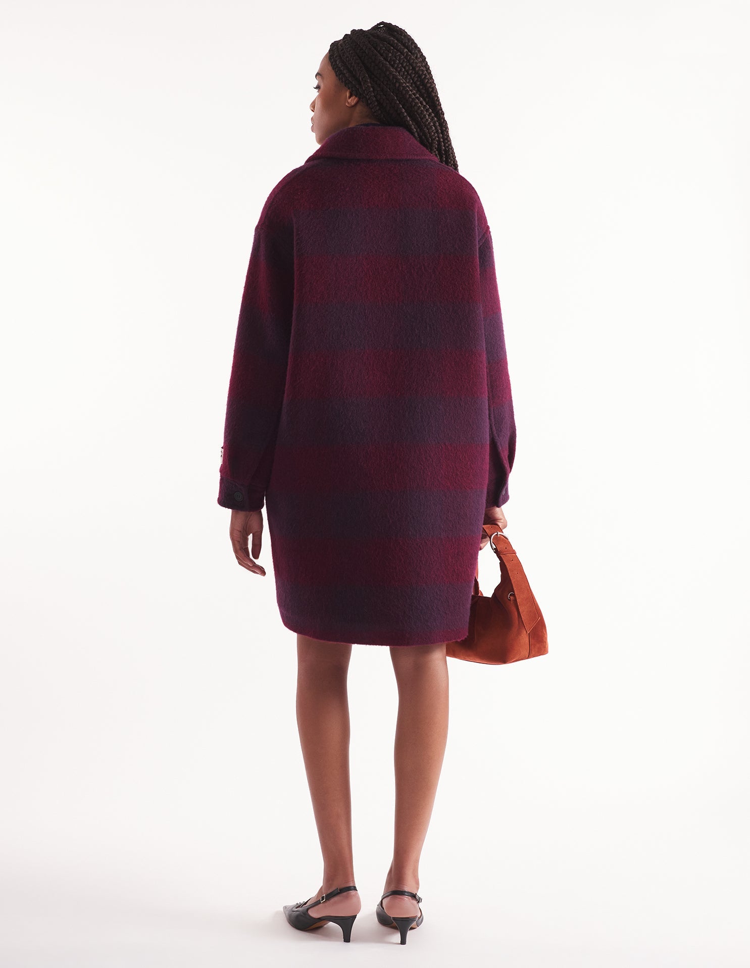 Brushed wool coat - Purple & Redstar
