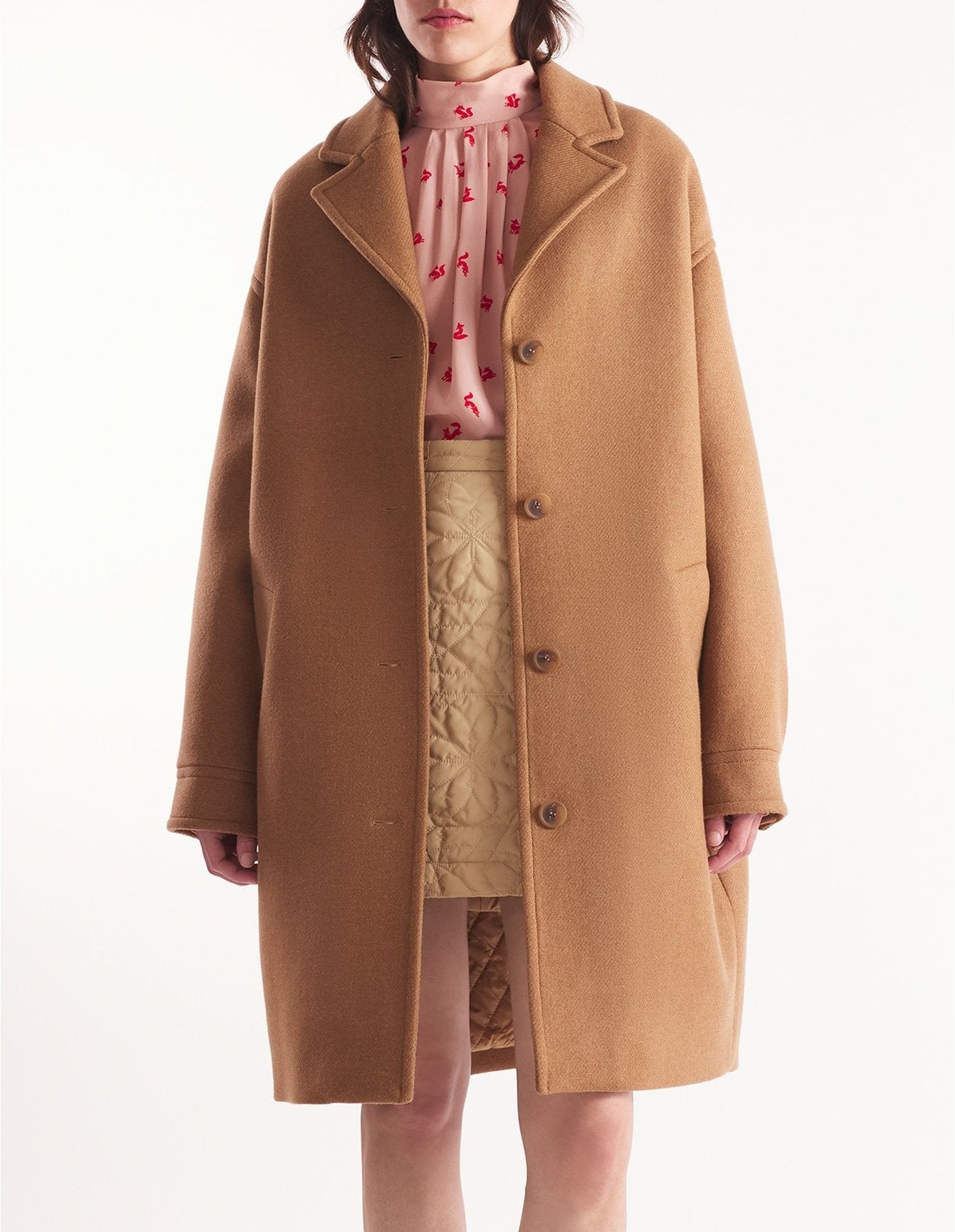 Manteau long en laine - Beige Melange