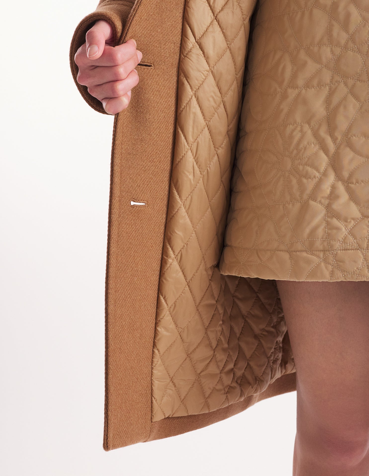 Manteau long en laine - Beige Melange