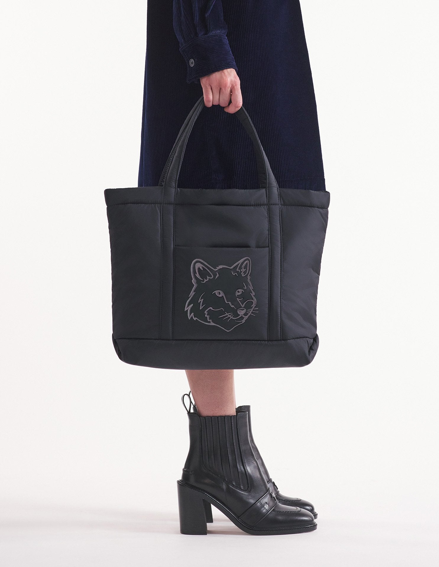 Sac cabas moyen puffer Fox head - Black