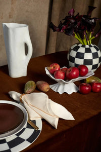 Assiette de présentation Damier en porcelaine - Noir & Blanc