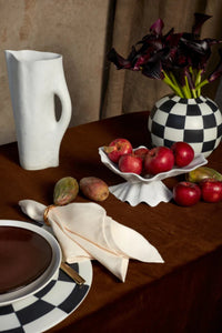 Assiette de présentation Damier en porcelaine - Noir & Blanc