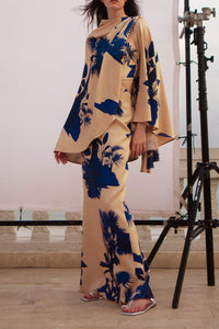Ocean Of Secrets wool cape - Blue