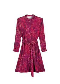 Robe évasée et ceinturée - Grenat