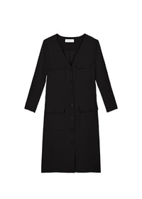 Straight-cut officer-style dress - Black