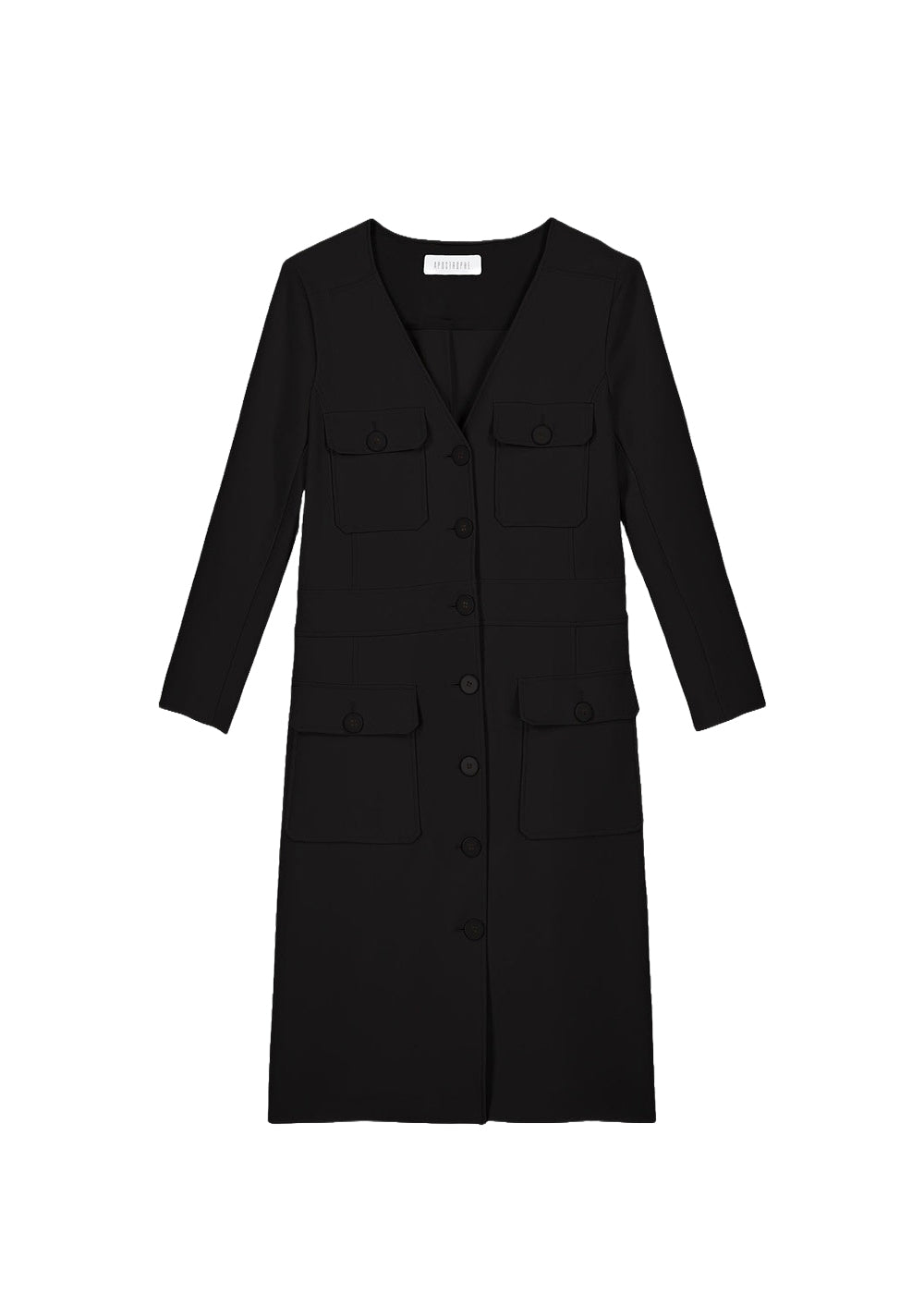 Straight-cut officer-style dress - Black