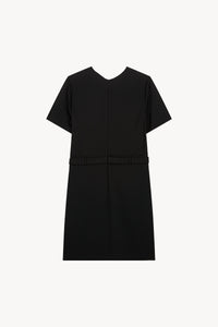 Robe droite bi matiere manche - Noir