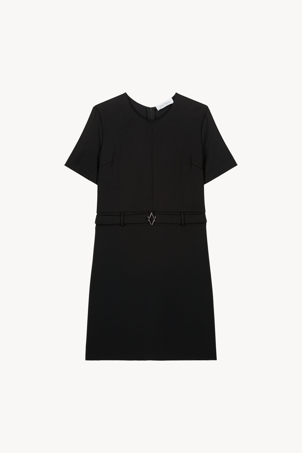 Robe droite bi matiere manche - Noir