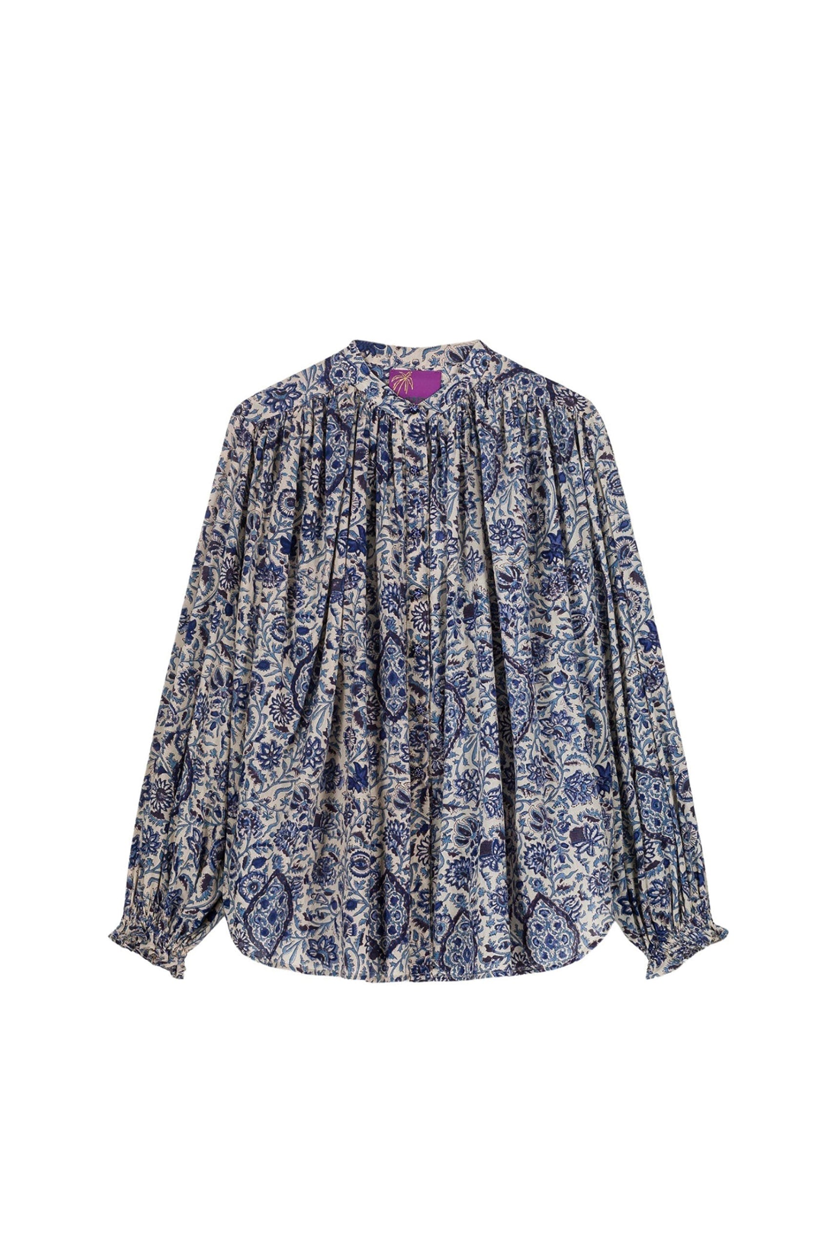Blouse Olive fleurie à manches longues - Blue
