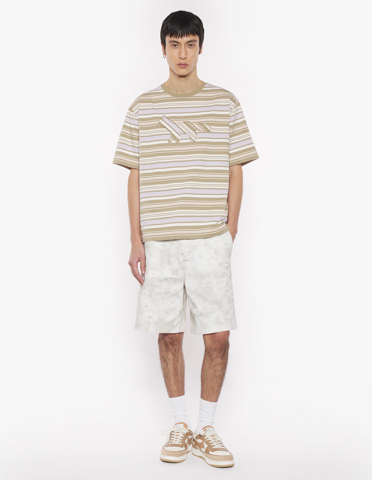 Crafted Profile Fox Striped Oversize Tee-Shirt - Soft Mauve/Cardamone