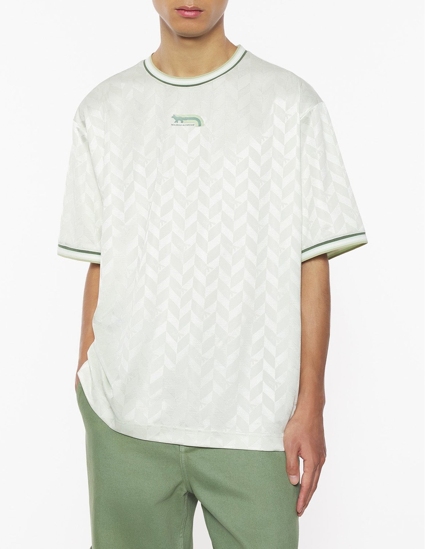 Fox oversize jacquard T-shirt - Celadon
