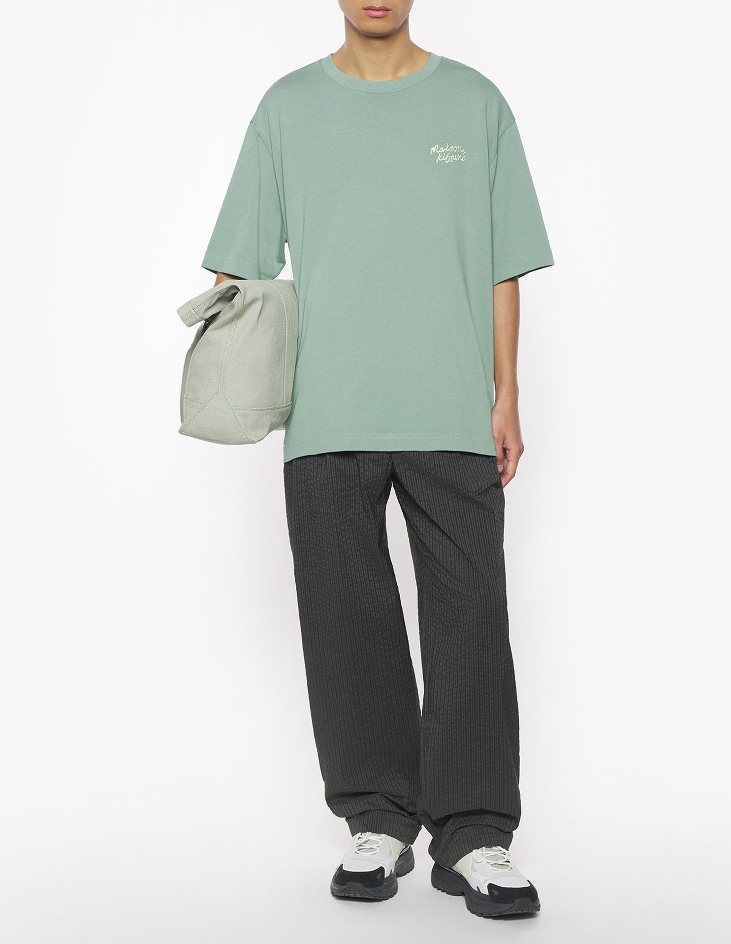 T-shirt oversize avec broderie - Vert de Gris