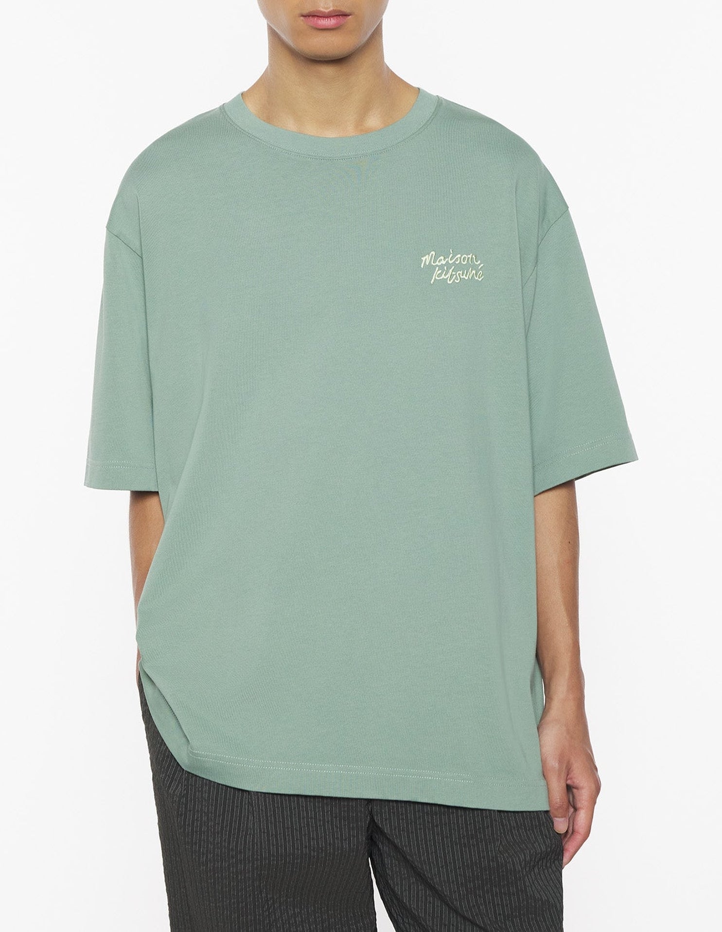 T-shirt oversize avec broderie - Vert de Gris