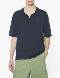 Bold Fox Head embroidered polo shirt - Iris Black