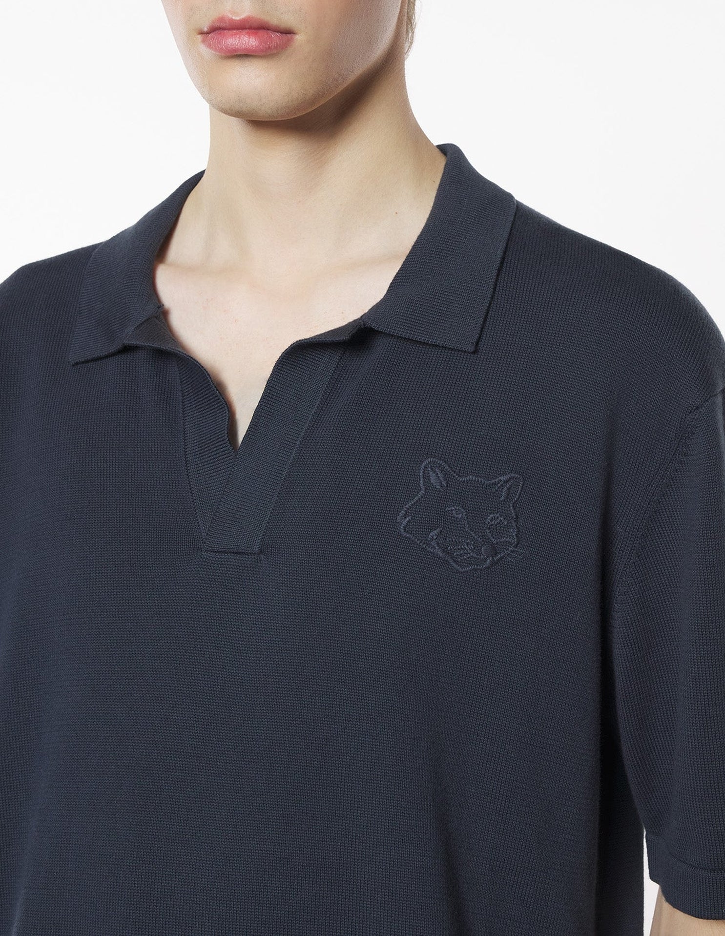 Bold Fox Head embroidered polo shirt - Iris Black