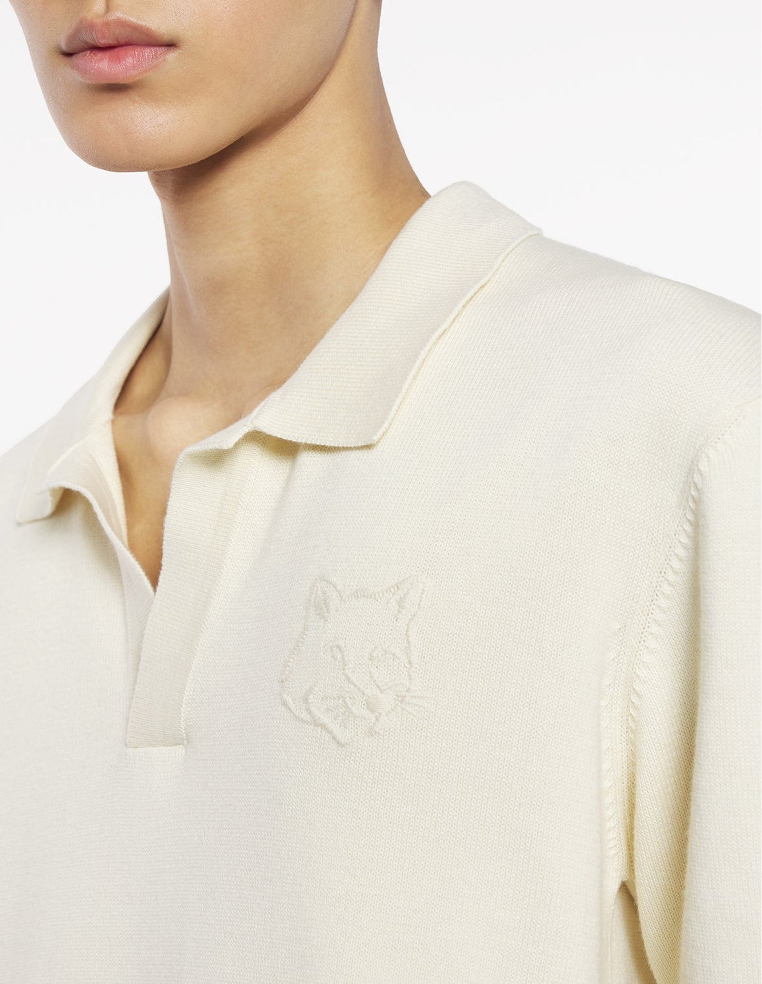 Bold Fox Head embroidered polo shirt - Rich Vanilla