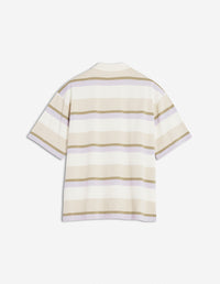 Oversized polo shirt with Bold Stripes pattern - Mauve & Cardamom