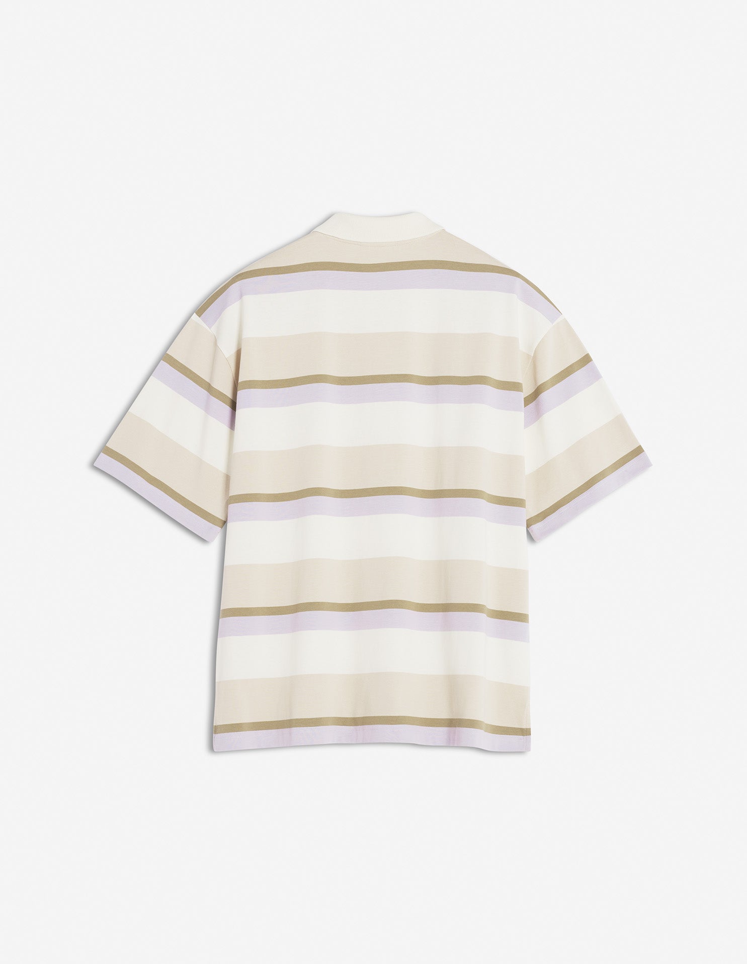 Oversized polo shirt with Bold Stripes pattern - Mauve & Cardamom
