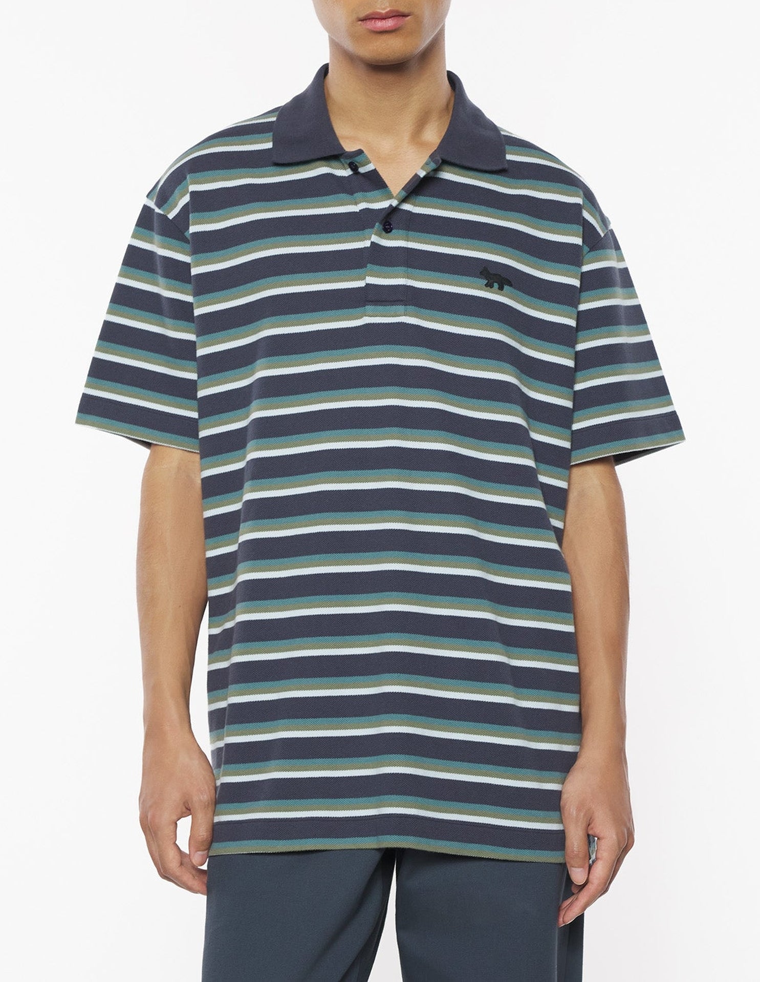 Polo à motif avec écusson - Ink Blue