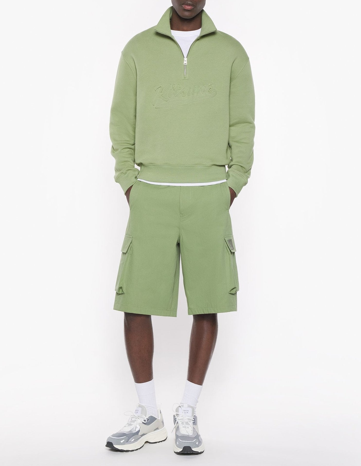 Sweatshirt à col camionneur avec logo - Turf Green