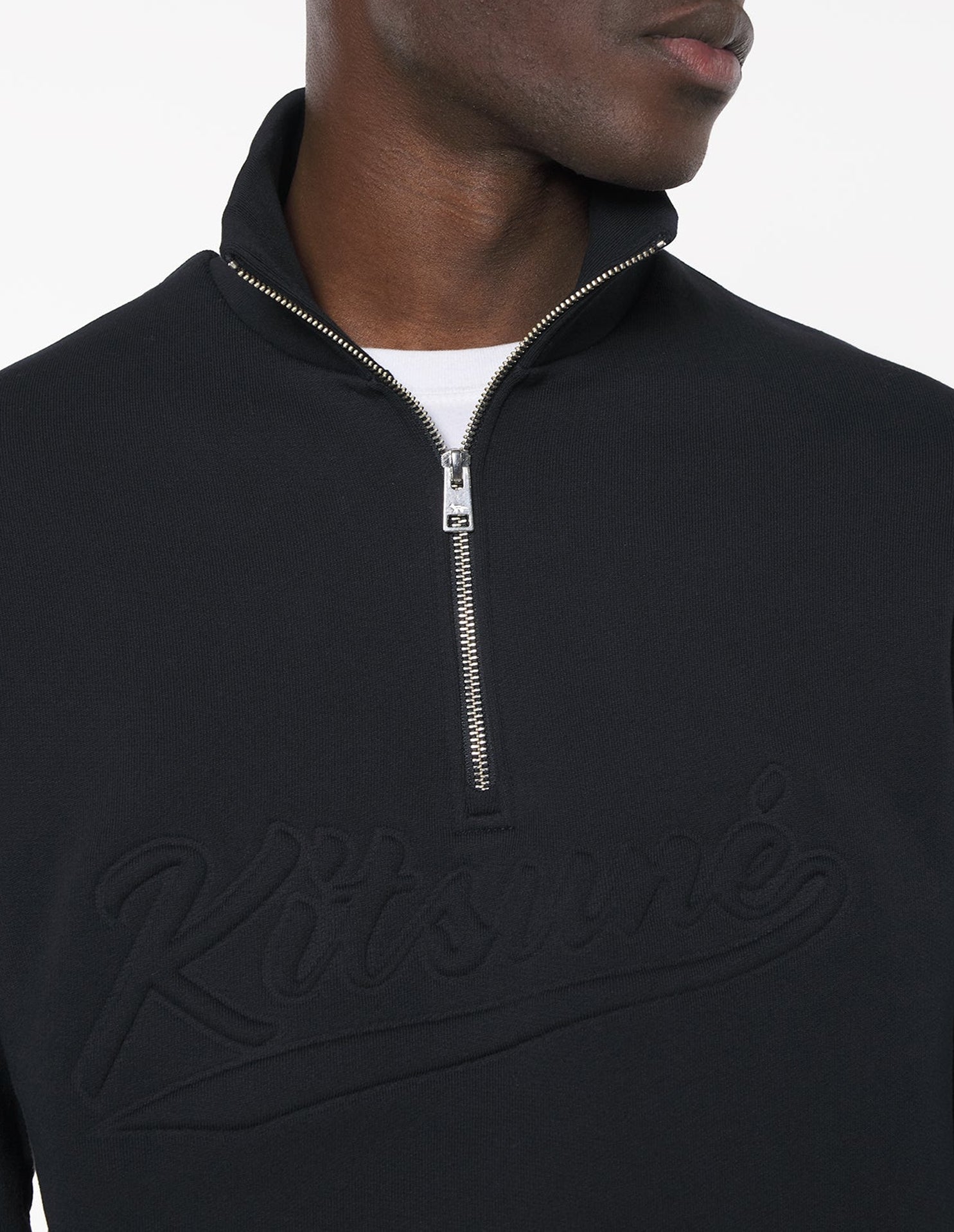 Trucker neck sweatshirt with logo - Black