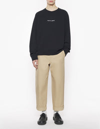 Oversized round-neck sweatshirt with embroidered signature - Black