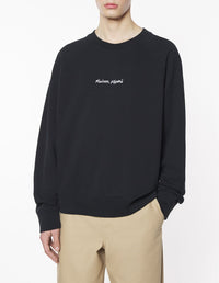 Oversized round-neck sweatshirt with embroidered signature - Black