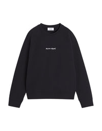 Oversized round-neck sweatshirt with embroidered signature - Black