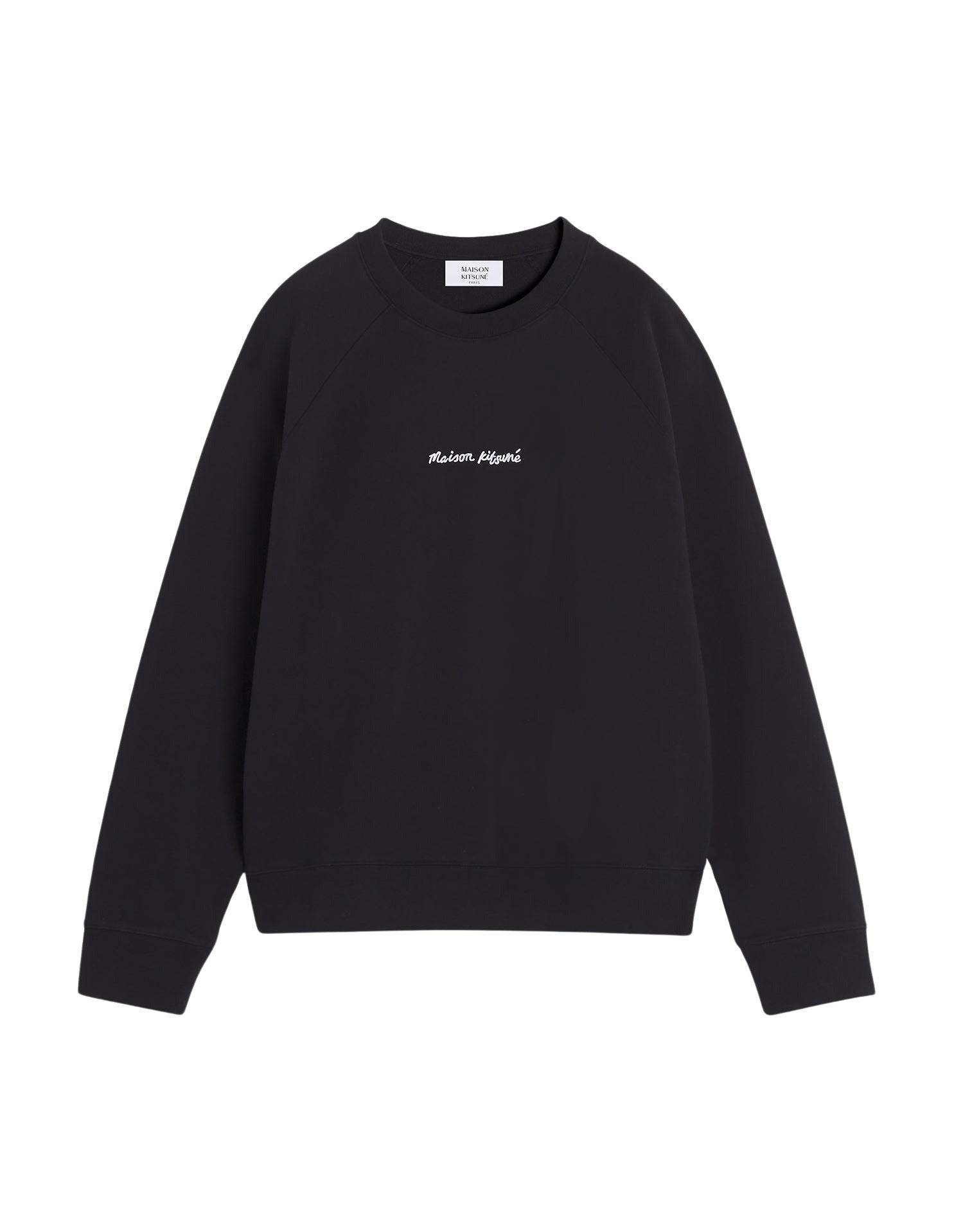 Oversized round-neck sweatshirt with embroidered signature - Black