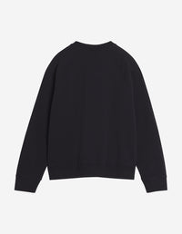 Oversized round-neck sweatshirt with embroidered signature - Black