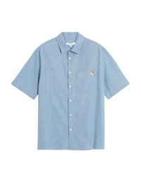 Short-sleeved shirt with badge - Indigo
