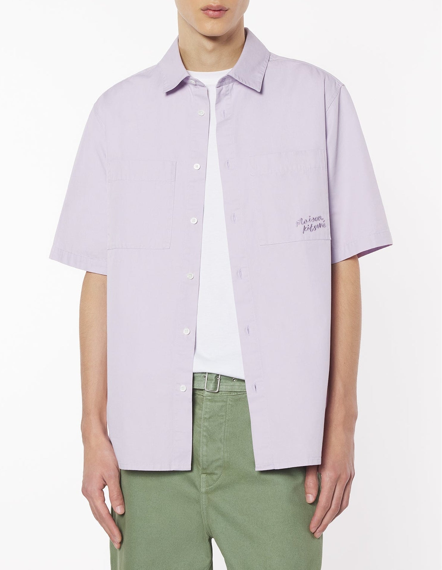 Chemise à manches courtes boxy avec broderie - Soft Mauve