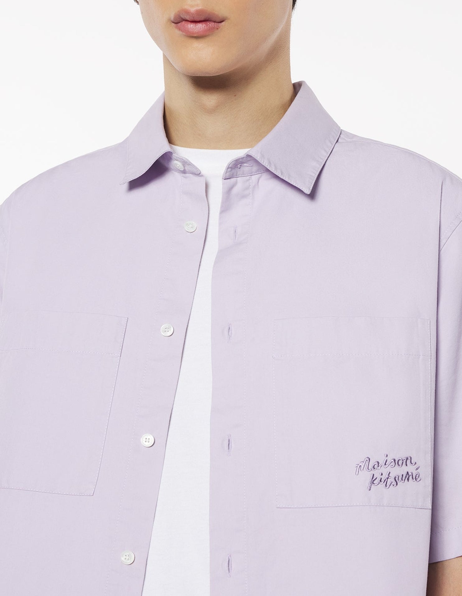 Chemise à manches courtes boxy avec broderie - Soft Mauve