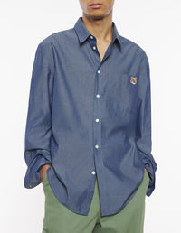 Straight shirt with badge - Indigo