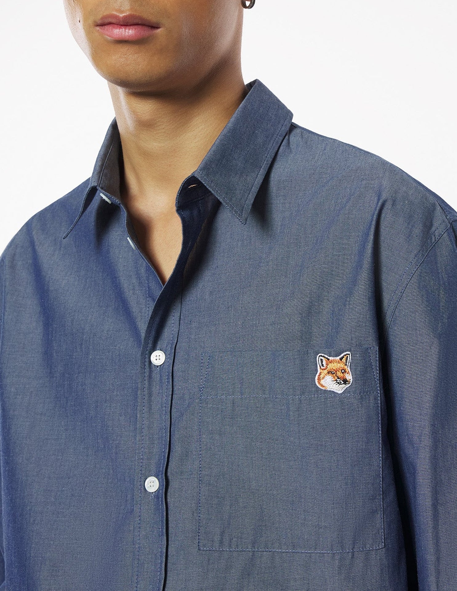Straight shirt with badge - Indigo