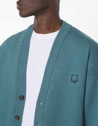 Comfort Patch Bold Fox Head Cardigan - Soft Teal