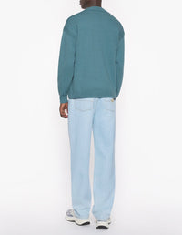 Comfort Patch Bold Fox Head Cardigan - Soft Teal