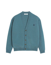 Comfort Patch Bold Fox Head Cardigan - Soft Teal