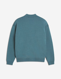 Comfort Patch Bold Fox Head Cardigan - Soft Teal