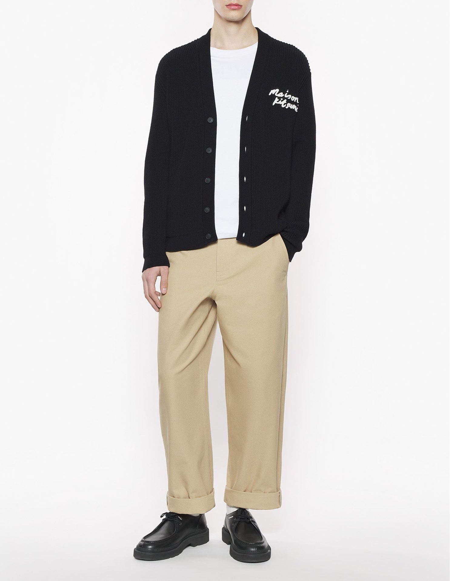 Maison Kitsuné embroidered logo cardigan - Black