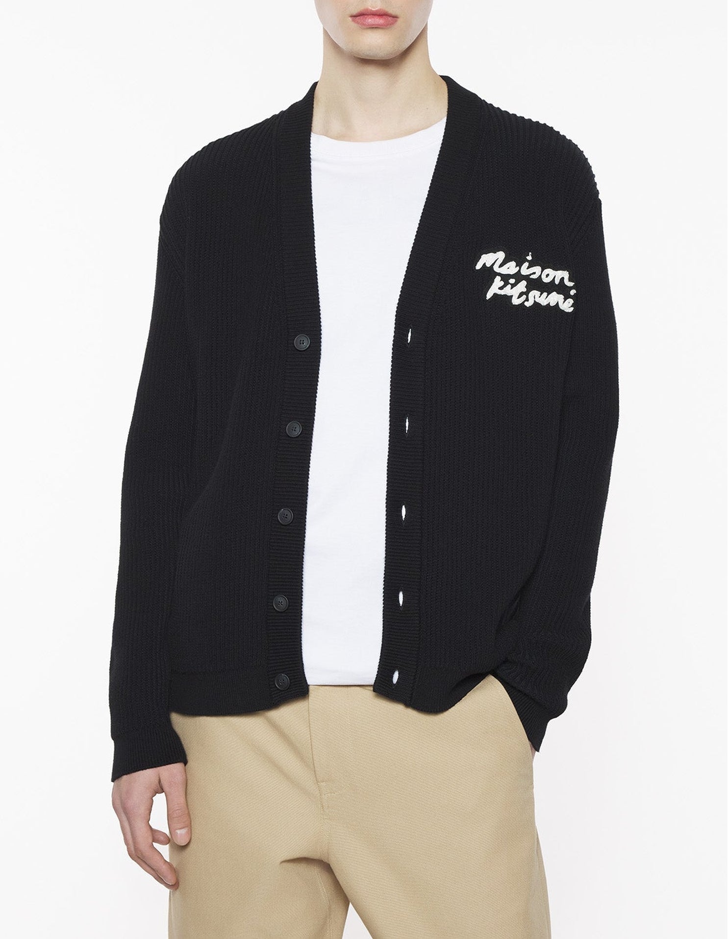 Maison Kitsuné embroidered logo cardigan - Black