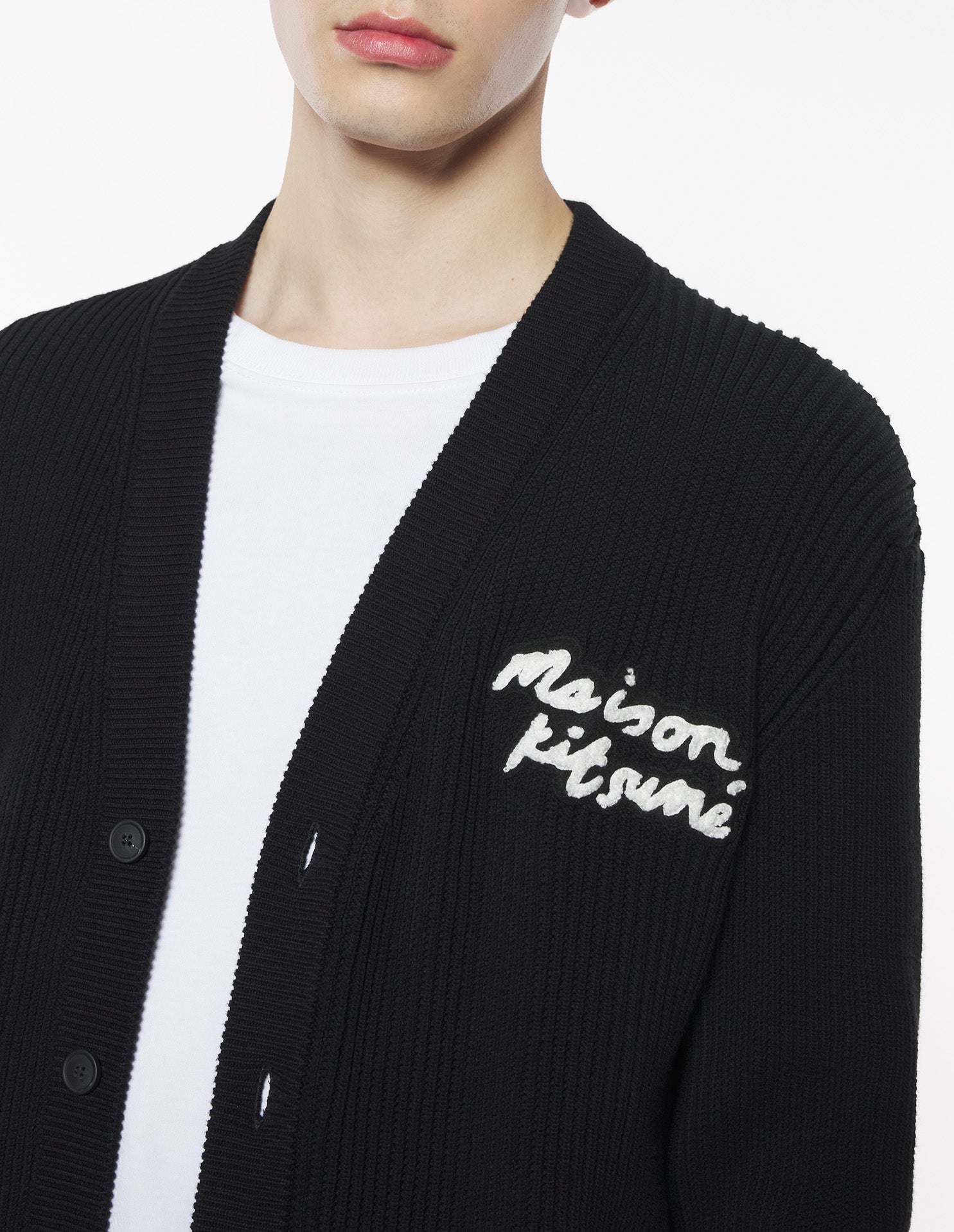 Cardigan à logo Maison Kitsuné brodé - Black