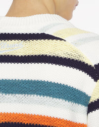 Striped cardigan with embroidered logo - Ecru & Multi