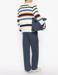 Striped cardigan with embroidered logo - Ecru & Multi