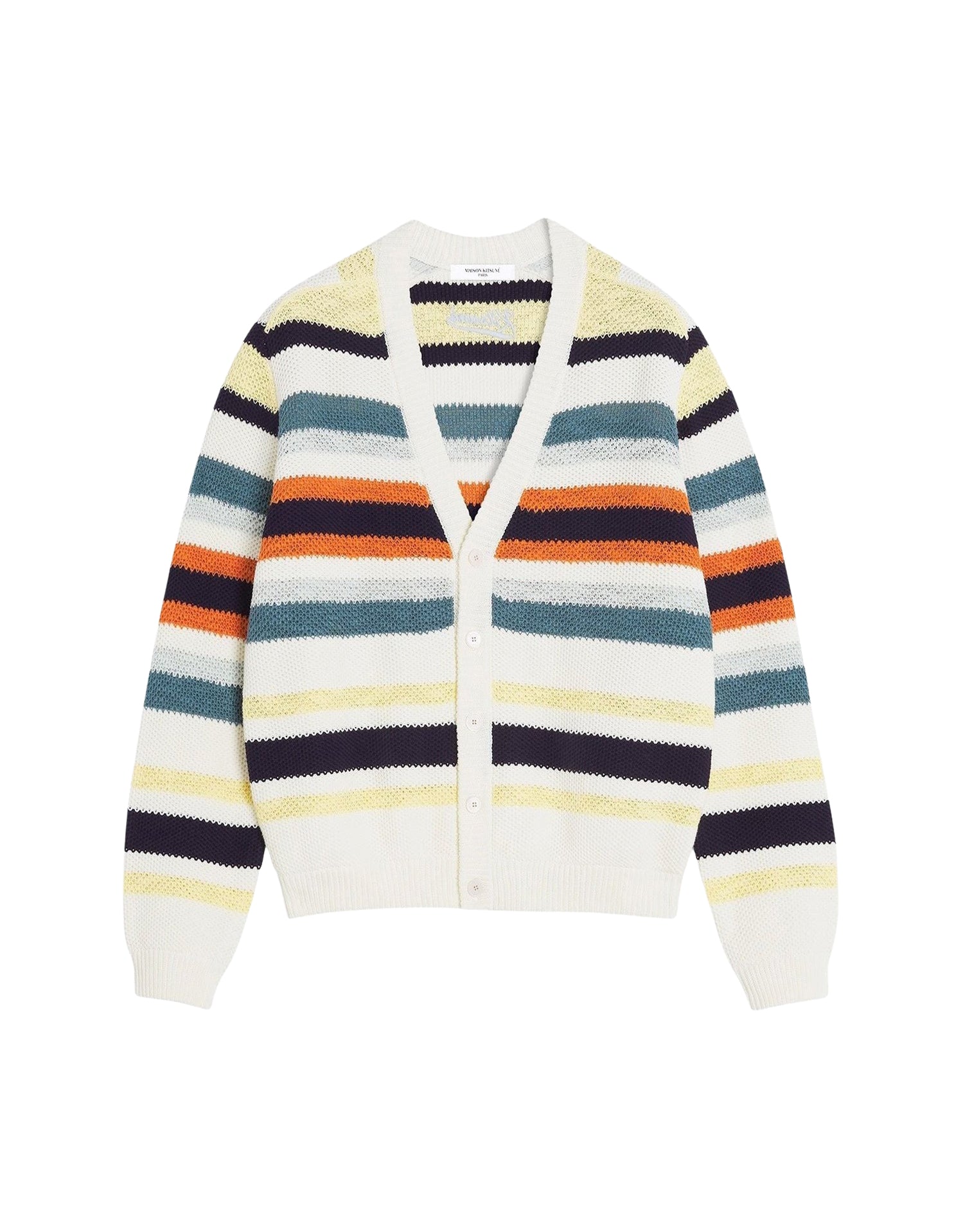 Striped cardigan with embroidered logo - Ecru & Multi