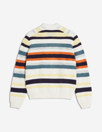 Striped cardigan with embroidered logo - Ecru & Multi