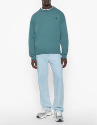 Embroidered comfort patch jumper - Soft Teal