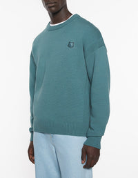 Embroidered comfort patch jumper - Soft Teal