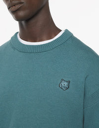 Embroidered comfort patch jumper - Soft Teal