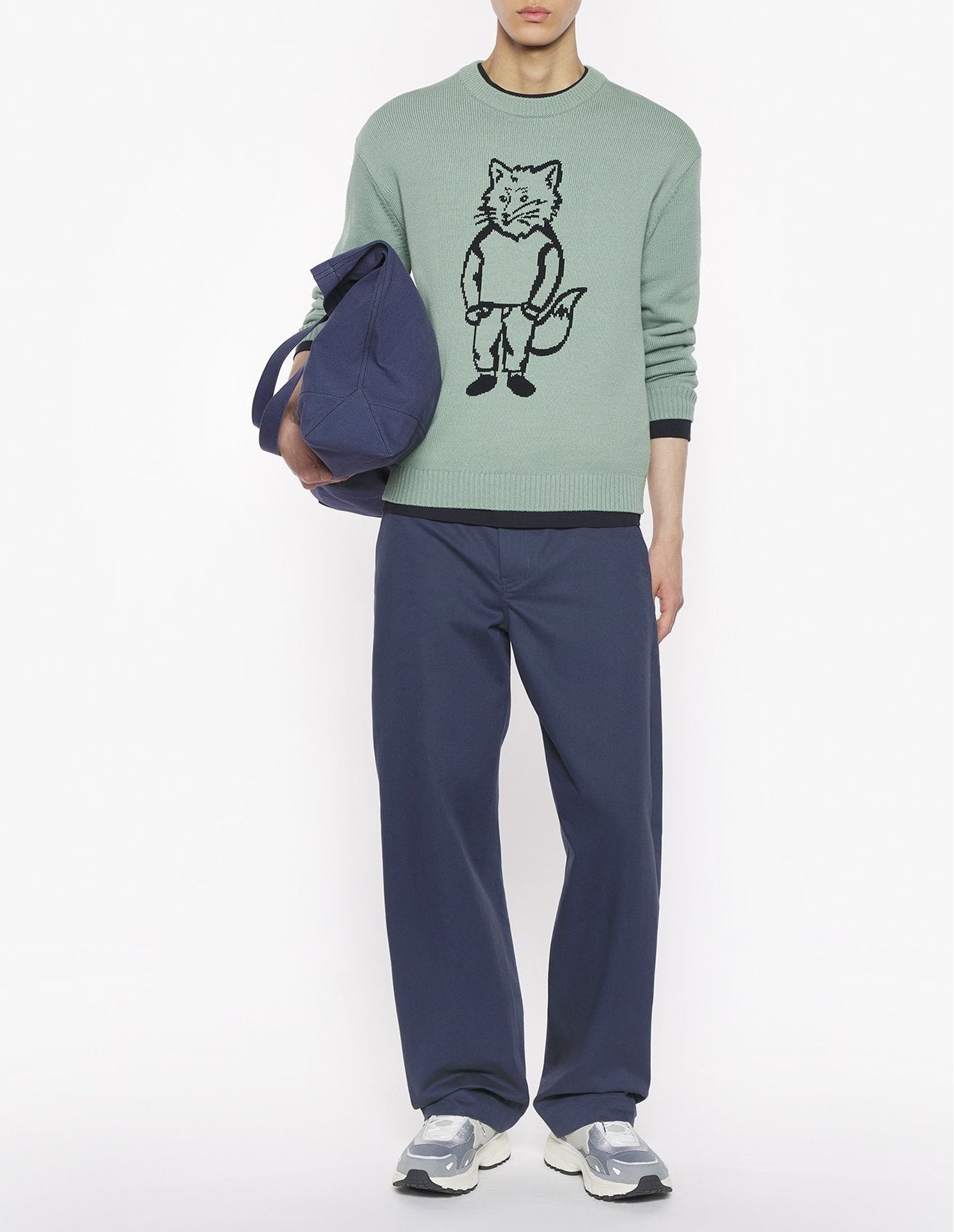 Long-sleeved knitted jumper - Vert de Gris